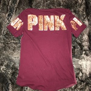 PINK burgundy and rose gold sequin shirt.